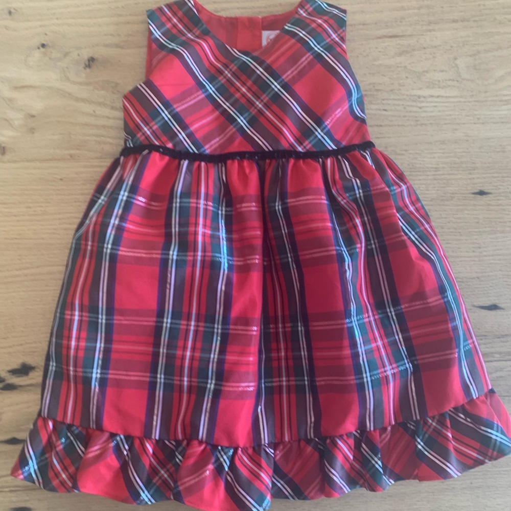 Wonder Nation Sleeveless Red Christmas Plaid Taffeta Ruffle Girls 4 Preloved